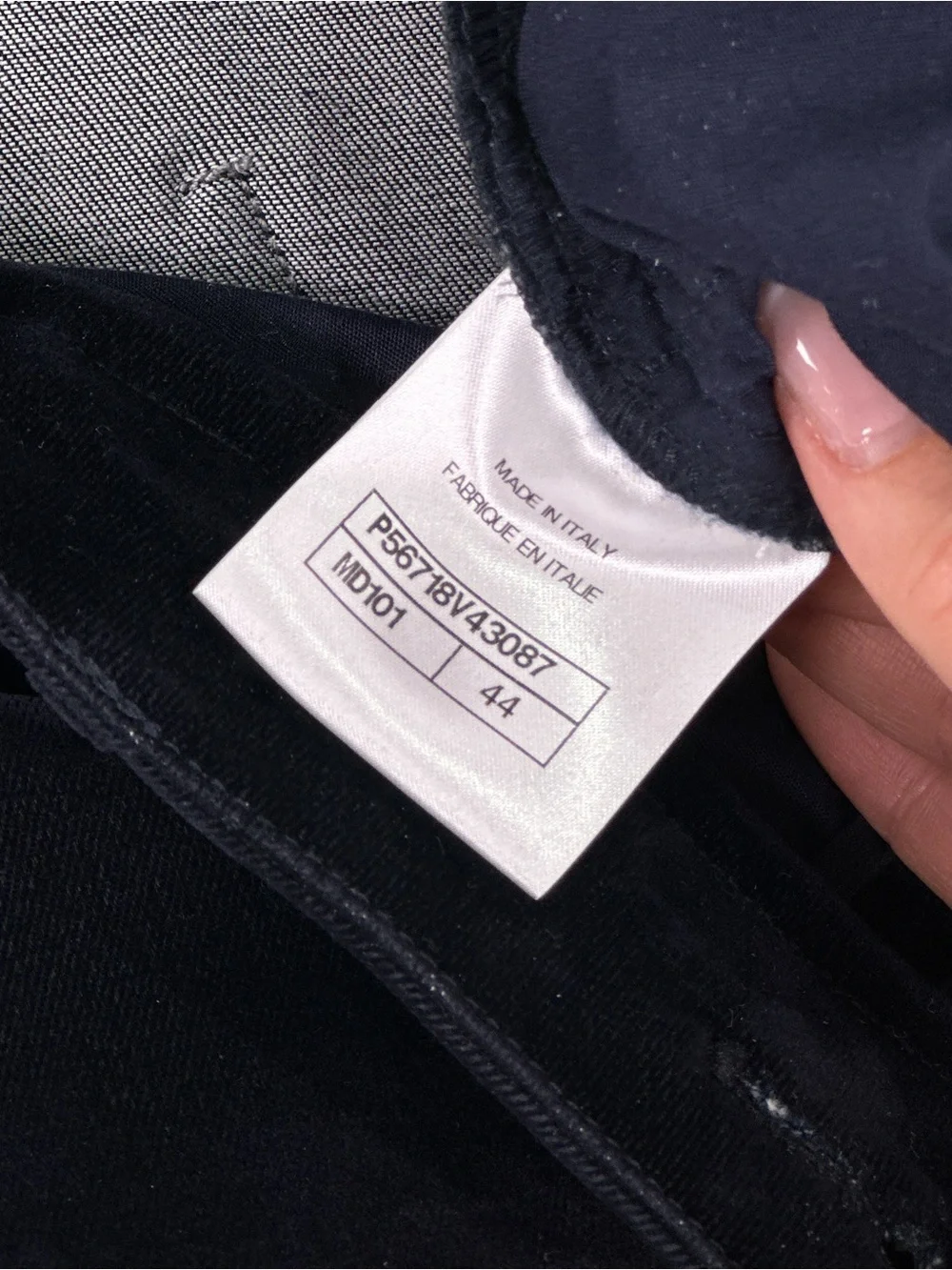 Chanel 17A Paris Cosmopolite Straight Velvet Pants Navy Copper 44